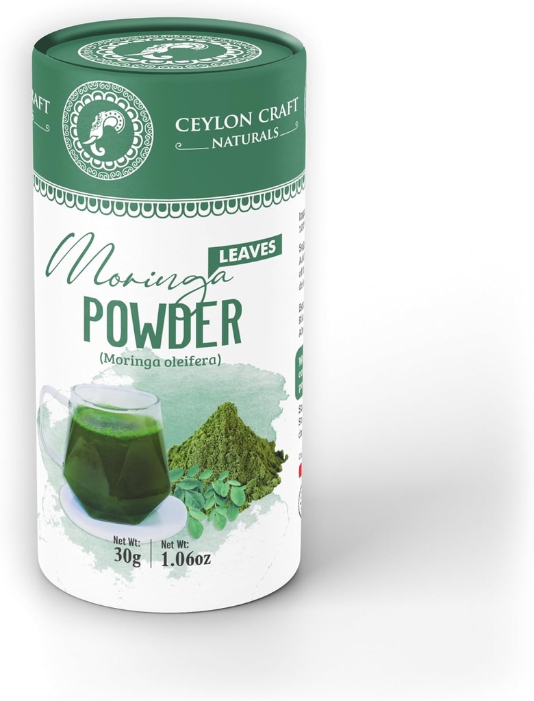 Moringa Φύλλα σκόνης Moringa oleifera Κεϋλάνη Βιολογικό Τσάι / Herb Δεν Πρόσθετα, 100% καθαρό & φυσικό Sri Lanka Superfoods -30g