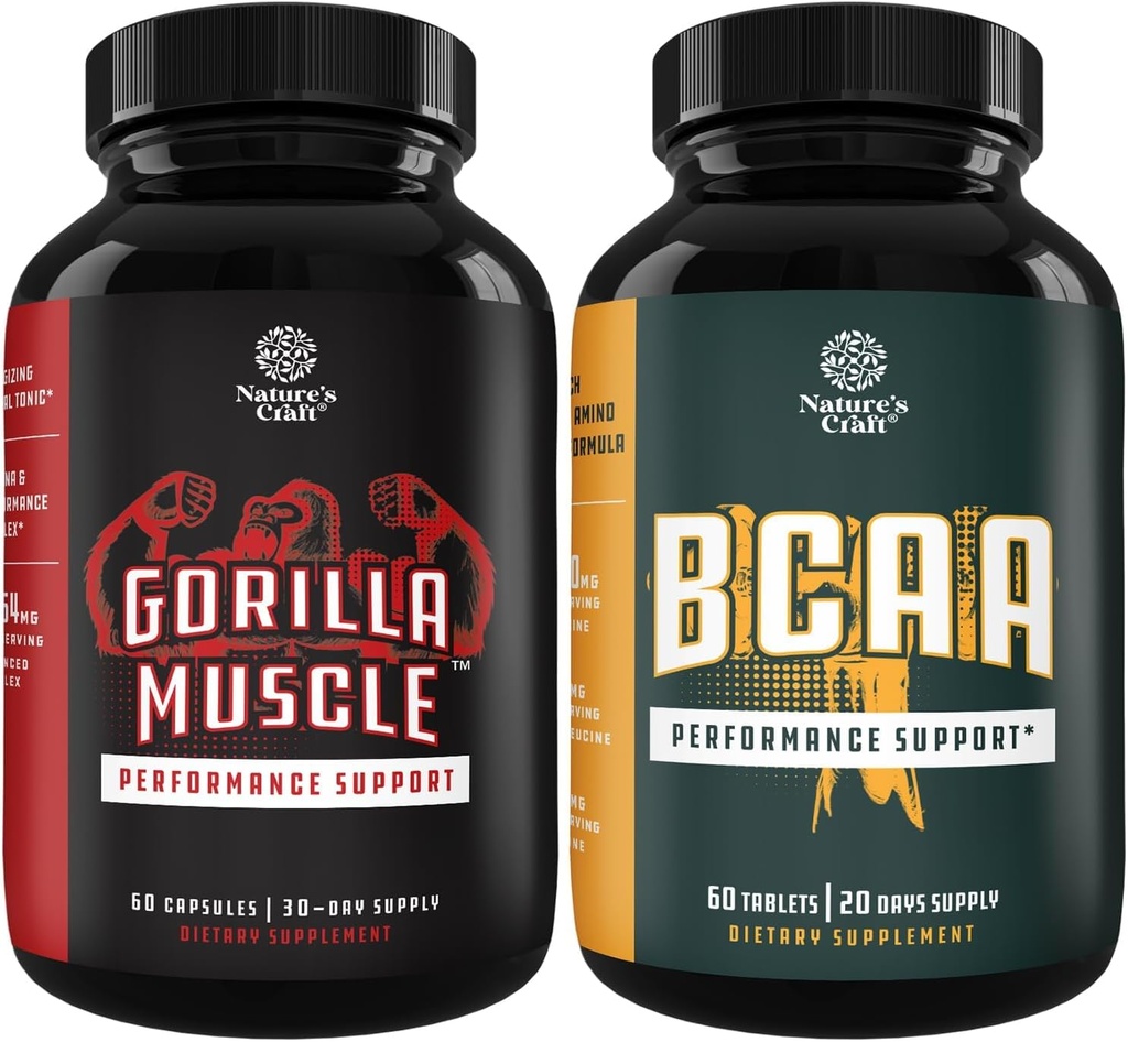 Bundle of Extra Strength Test Booster for Men and Branch Chain Amino Acids Suppor - - Φυσικό συμπλήρωμα ενέργειας για τους άνδρες με κέρατο κατσικίσιο ζιζάνιο - μετά την προπόνηση αποκατάσταση μυών και μυϊκή ανάπτυξη Suppor