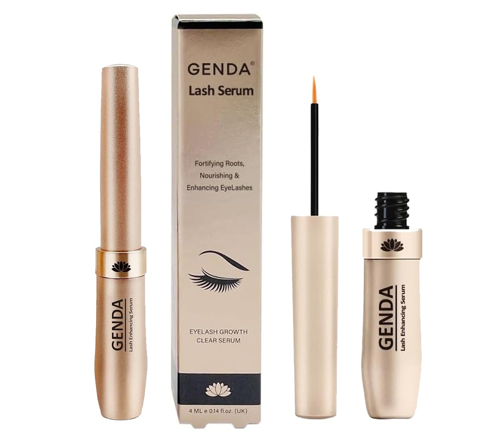 GENDA Eyelash Growth Serum for Lazer, Güçlü ve Longer Eye Lashes, Grow Fuller ve Voluminous Ara Lash ve Brows with Nourishing and Forting Roots For Chics, Vegan and Cruelty Free (4 ml)