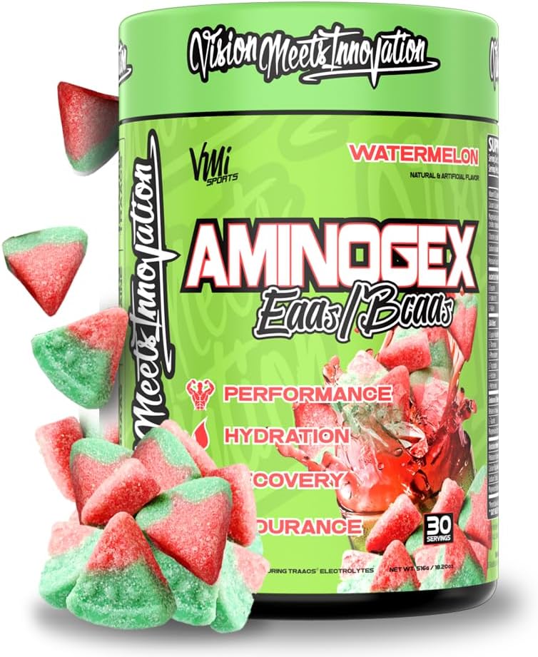 Aminogex Ultra | BCAA Powder | Amino Acids + Betaine and Glutamine | Amino Acid Post Workout Recovery Drink | Intra Workout Drink with Electrolytes | (30 Servings) (Watermelon, 18.2 Ounces)