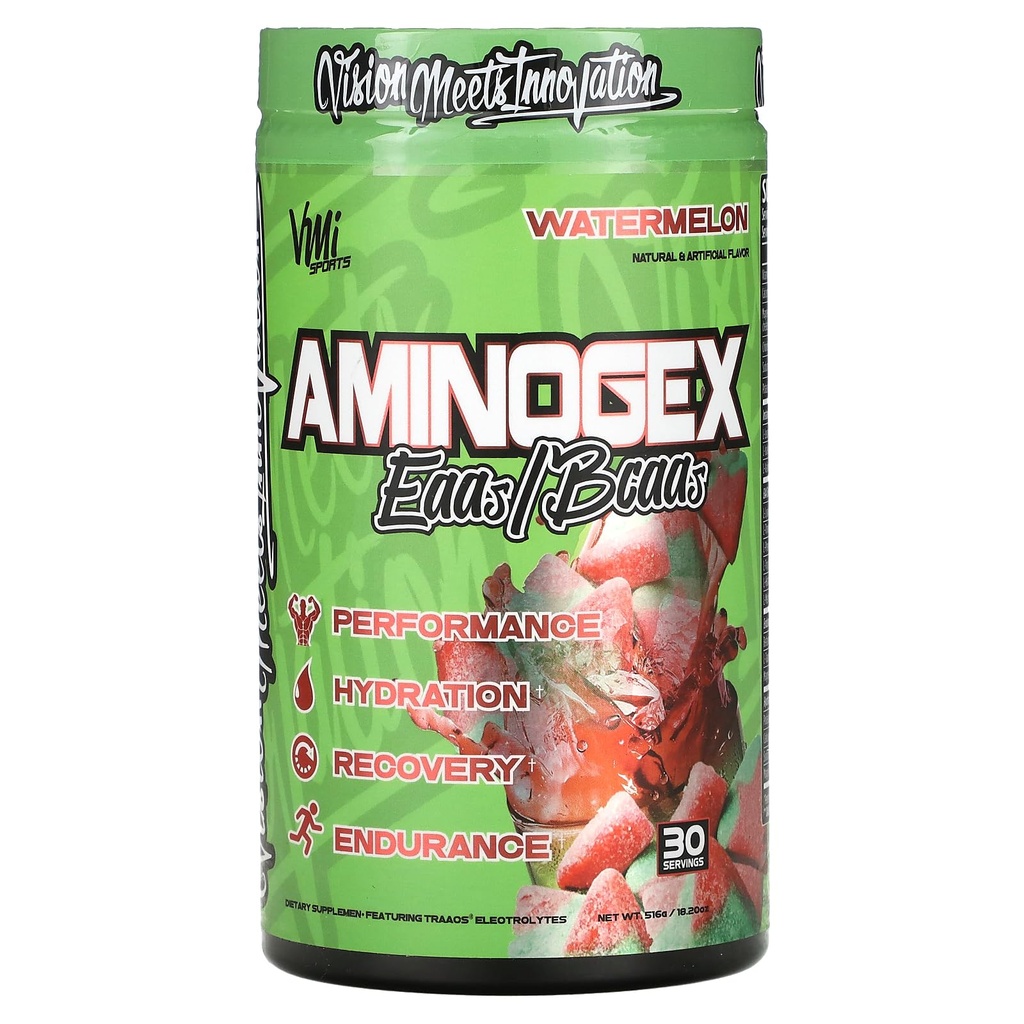 Aminogex Ultra | BCAA Toz | Amino asitler + Betaine ve Glutamine | Amino Asit Post Workout Recovery Drink | Intra Workout Drink with Electrolytes | (30 hizmet) (Watermelon, 18.2 Ounces)