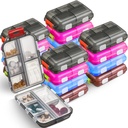Sabary 16 Pcs Travel Pill Organizers with 10 Compartments Portable Weekly Small Pill Cases Daily Fish Oil Vitamins Medicine Box Dispensers for Pocket Purse Medicine Organizer Essentials (Stylish Color)