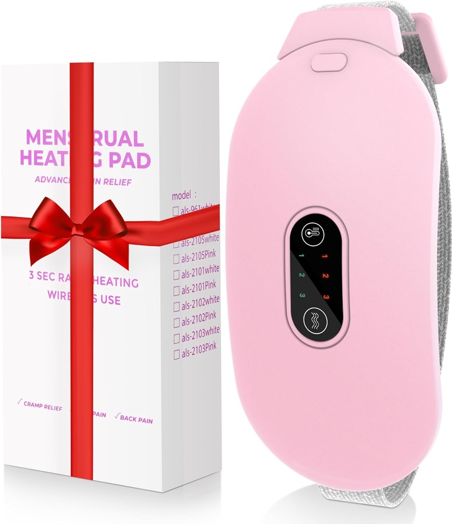 Isıtma Pads, Glyduny period Cramp Masajcı Portrsız Isıtma Pad 6 Heat Levels ve 6 Masaj Modes for Back Pain Relief Menstrual Isıtma Pad (Pink)