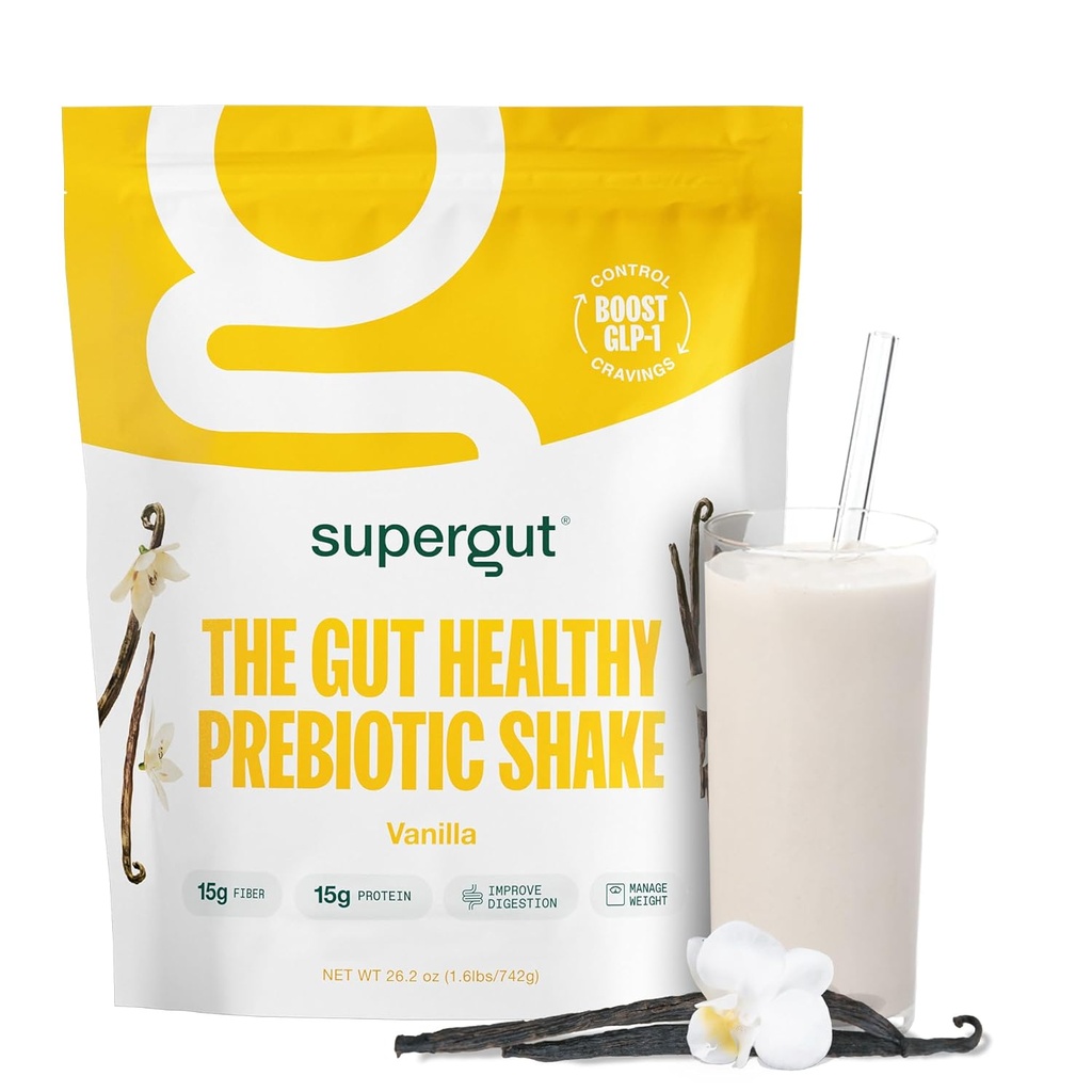 Supergut Prebiyotik Shakes | Meal Change | Boost GLP-1 | Yüksek Protein ve Fiber | Eklenmedi Şeker | Keto Yiyecek, Meal, Snack (Vanilla, 14 hizmet)