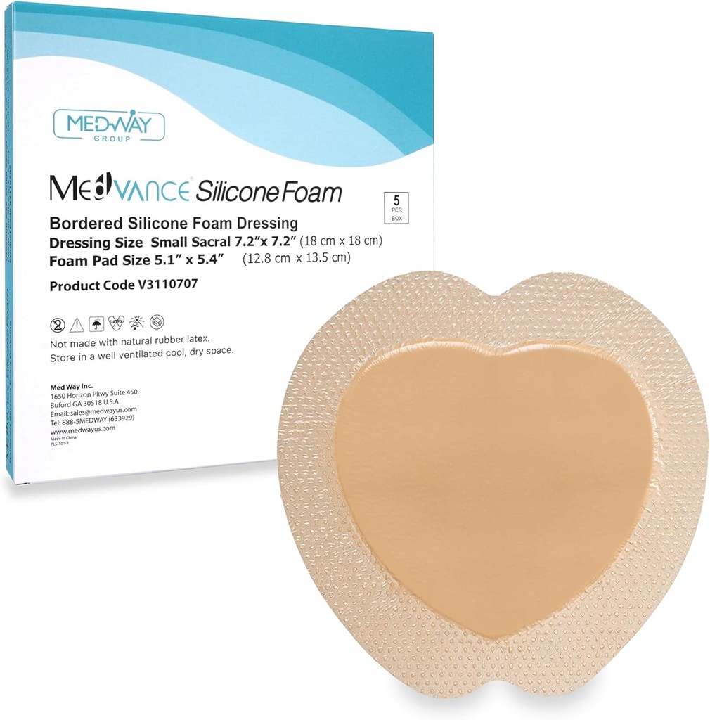 MedVance TM Silicone - Bordered Silicone Adhesive Foam Dressing Sacral Size 7"x 7" Box of 5 dressings