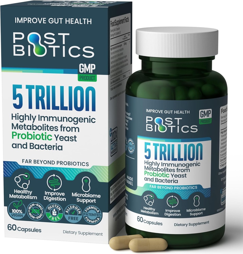 NAVEH PHARMA Kadınlar ve Erkekler için Postbiyotikler | Probiyotik ve Prebiyotik | Destekler Immunity, Digestion, Microbiome & Metabolism