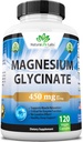 Magnezyum Glycinate 450 mg per Service – 120 Vegan Capsules (Non-GMO, Gluten-Free)
