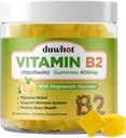 Vitamin B2 Gummies with Magnesium- Riboflavin 400mg for Migraine Relief & Headache Relief, B2 Vitamins Gummies for Adults & Kids, Vegan, 60 Chewable