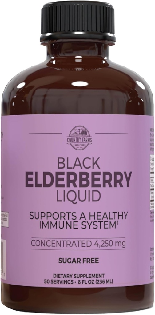 Ülke Çiftçileri Yaşlı Sıvı, Sağlıklı Bir Immune Sistemi Destekler, Antioksis, Sugar Free, Berry Flavor, 8 Fl Oz Oz
