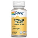 SOLARAY Vitamin D3 K2 - Bone Health and Immune Support Supplement - With 5000 IU Vitamin D as Vit D3 and 50 mcg Vitamin K2 as Menoquinone MK7, Made Without Soy, 60-Day Guarantee, 120 Serv, 120 VegCaps