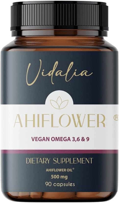 Ahiflower Oil Vegan Omega 3, 6 & 9. 90 Capsules. Vidalia by The Mix Superfoods. 45 Hizmet. Excelent Sustainable Source. Vegan% 100. Balık yok