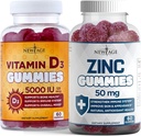 NEW AGE Immune Defense Combo - 2 Pack - Βιταμίνη D3 Gummies 5000 IU 125mcg & Υψηλής ισχύος Gummies ψευδάργυρου, Immune Booster 120 Count