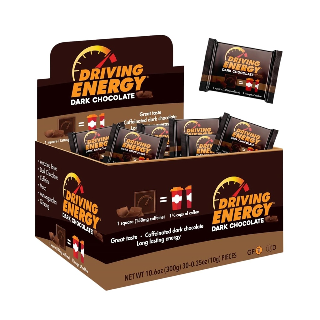 Araba Enerji - Caffeinated Energy Bite Boyut - 150 mg Caffeine ile Karanlık Çikolata Yakıt - Spor Için Uzun Süre, İşout, Yetişkinler - Büyük Tadı - Low Carb - Sağlıklı Snack - 30 Count