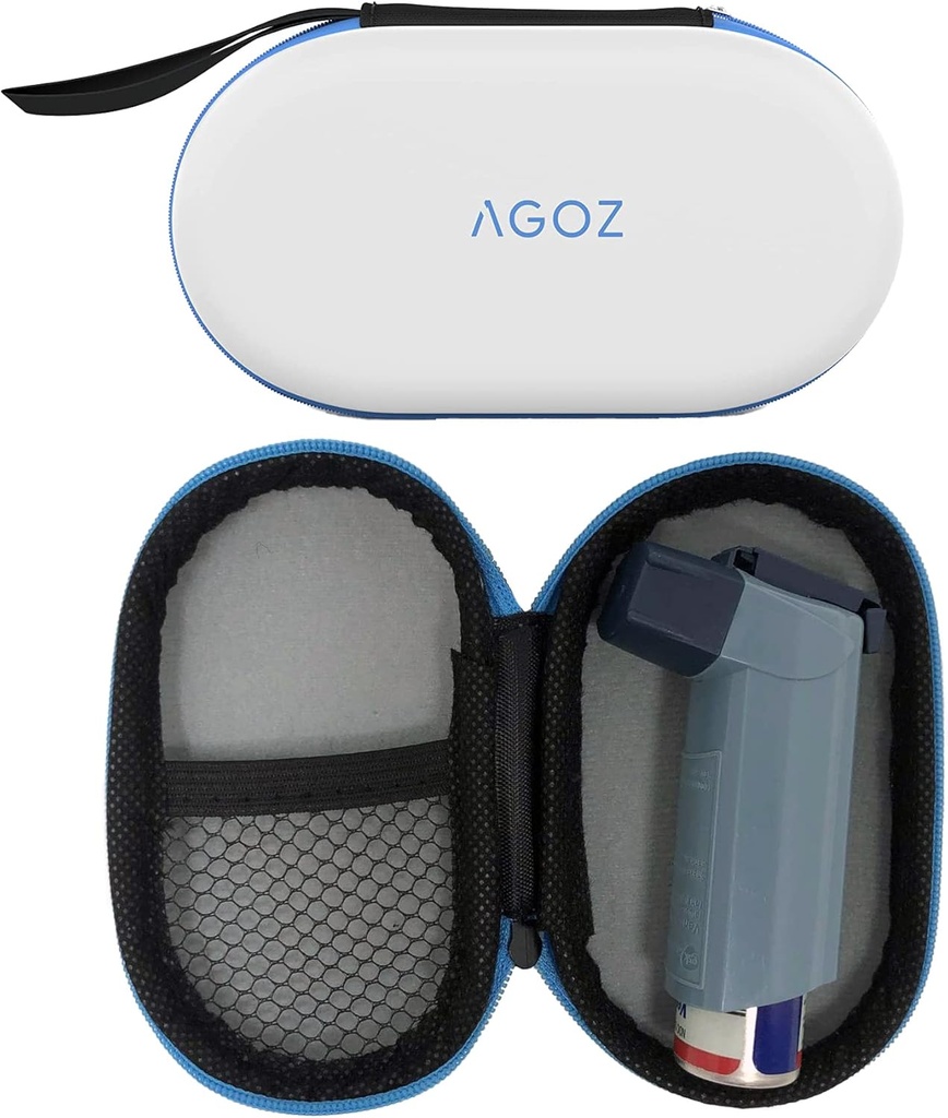 AGOZ Asthma Inhaler Medicine Travel Bag Case for Children and Yetişkinler - Koruyucu Medical Pouchlé Cover with lips Closure and Bile (Beyaz)