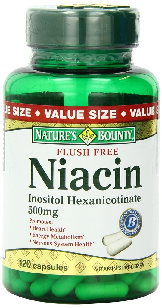 Nature's Bounty Flush Free Niacin 500 mg, 120 Kont