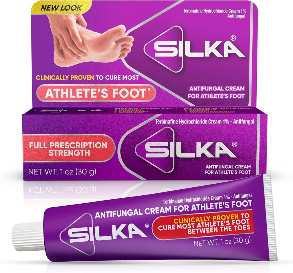 SILKA Anti-Fungal Cream, Klinik Anti-Fungus Ayak Tedavisi, Jock Itch & Ringworm Remedy, Maksimum Güçlü, Hızlı Yönleme ve Yanma, 1 Oz
