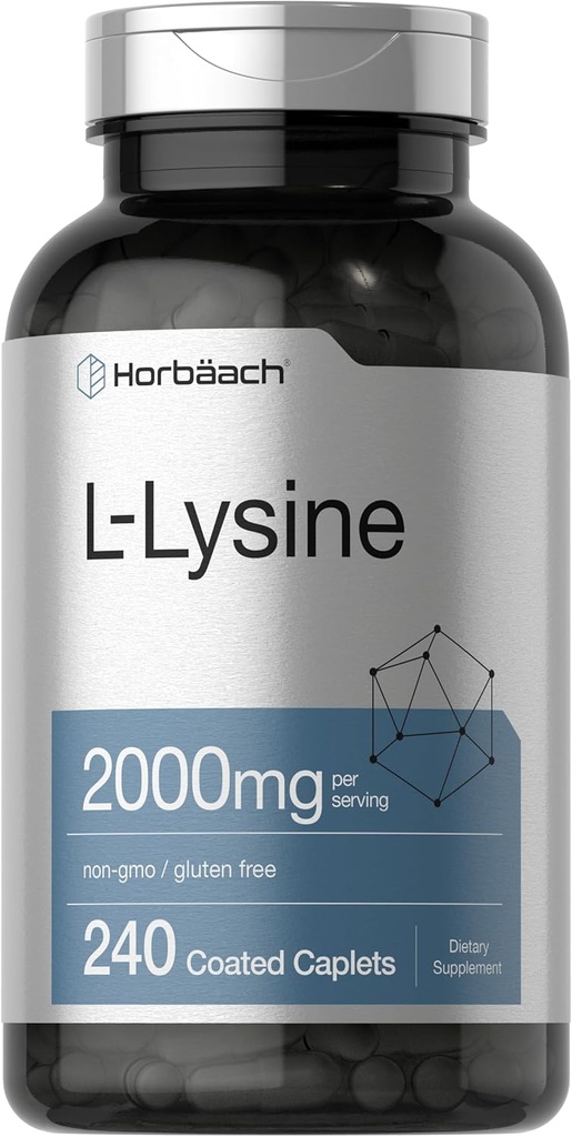 Horbäach L-Lysine | 2000 mg | 240 Caplets | Vegetarian, Non-GMO ve Gluten Free Supplement Supplement Supplement