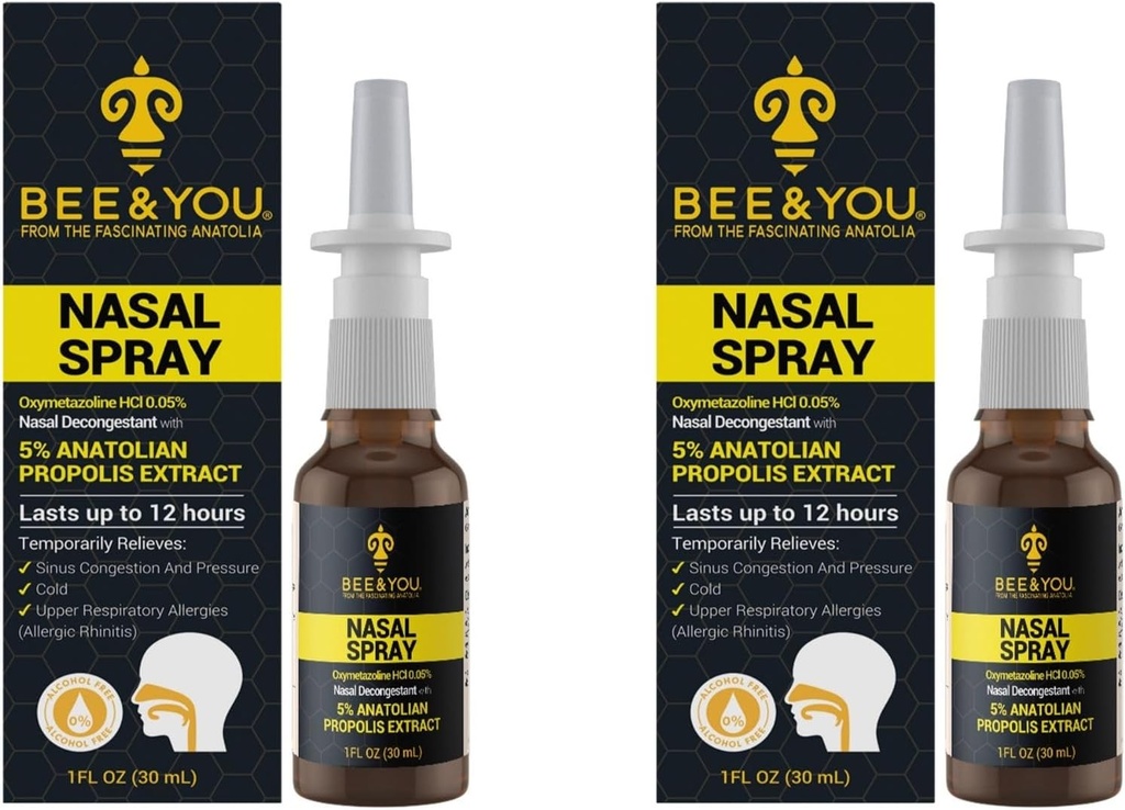 Arı ve You Natural Propolis Nasal Mix 1 Fl oz | Congestion Relief Alkol Free Medical Grade Propolis Nose Drops, Sinus Relief, Antivirüs, Nasal Moisturing Spray Nasal Spray, 1 fl oz (Pack of 2)