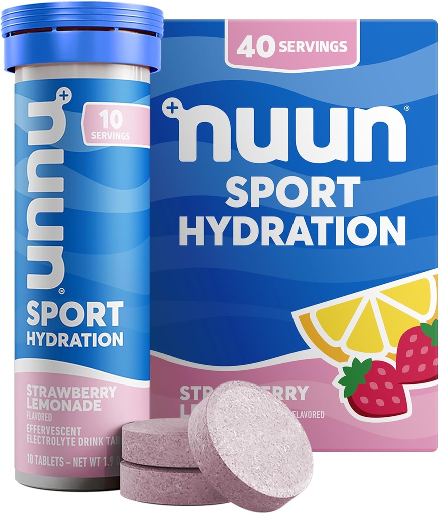 Nuun Sport Electrolyte Tabletleri, Magnezyum, Pyum, Chloride & sodyum, Gluten Free & Vegan, Strawberry Lemonade, 4 Pack (40 Hizmet Toplamı)
