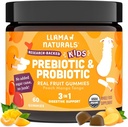 Llama Naturals Kids Probiyotik with Prebiyotik Fiber, Vegan, Organic Prebiyotiks and Probiyotiks Gummies for Gut Health Support, Toddler Real Fruit Gummy Vitamins, NoEDIT Sugar Cane, Peach Mango, 60 Ct