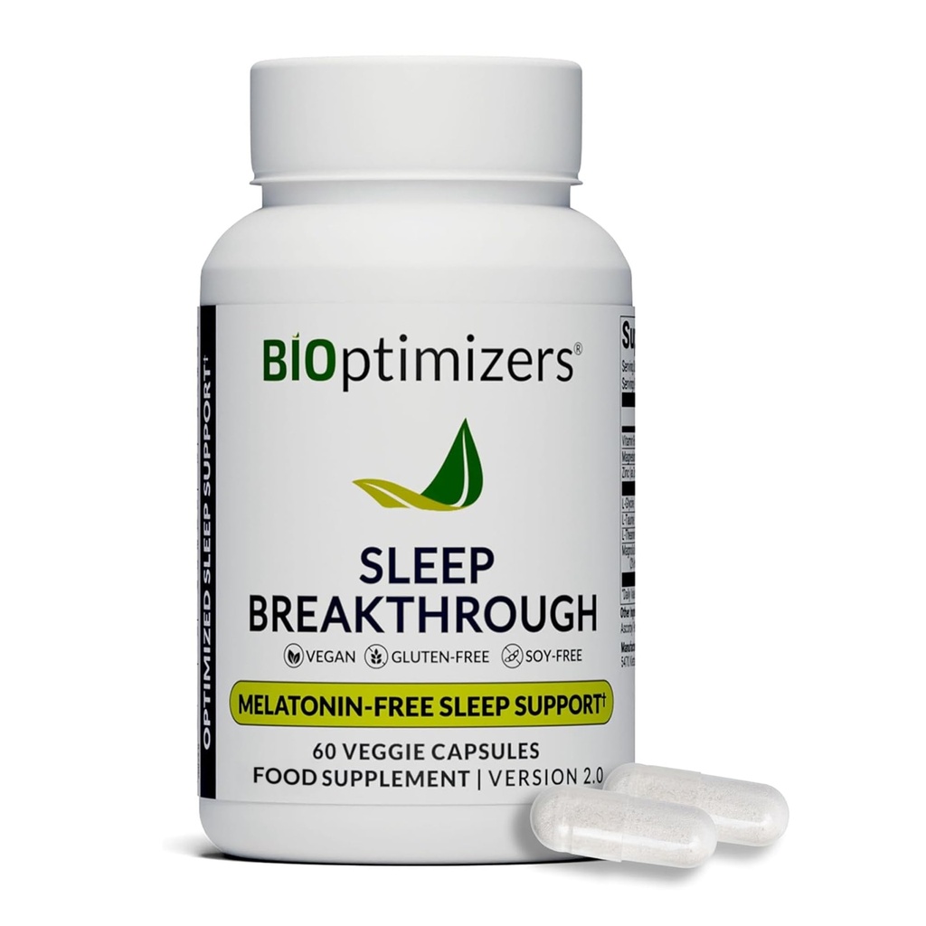 BIOptimizers Sleep Breakthrough Capsules - Natural Support Supplement | Calming Relief Aid for Yetişkinler | Non-Habit Form | 60 Capsules