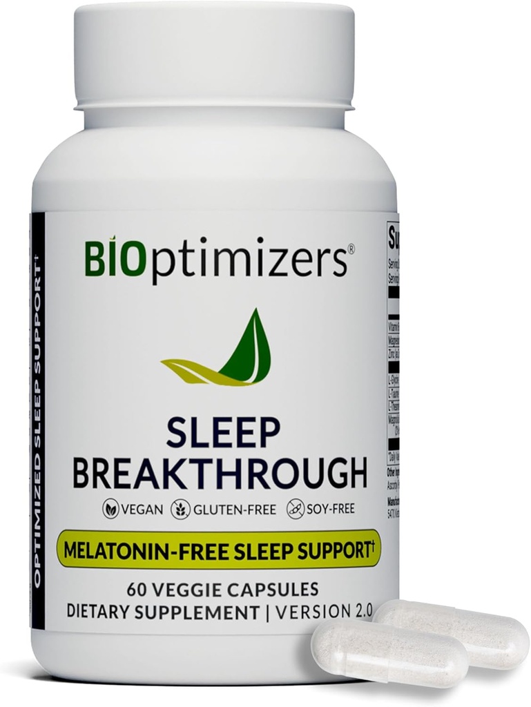 BIOptimizers Sleep Breakthrough Capsules - Natural Support Supplement | Calming Relief Aid for Yetişkinler | Non-Habit Form | 60 Capsules