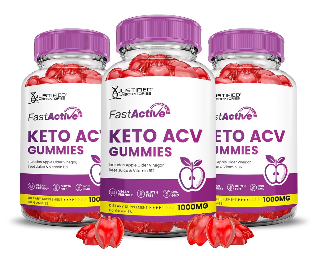 (3 Pack) Fast Active Keto ACV Gummies Advanced Formula 1000MG Fastactive Keto Gummies Apple Cider Vinegar Formulated with Pomegranate Beet Buice Powder B12 Vegan Non GMO 180 Gummys