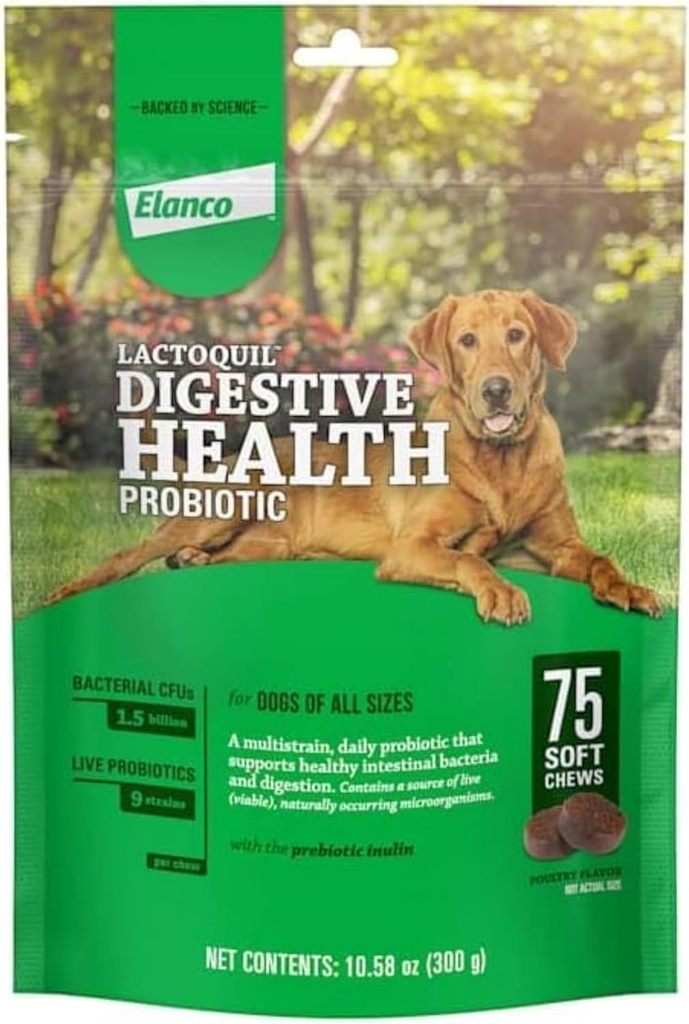 Elanco Lactoquil Soft Chews Digestive Health Probiyotik Supplement for Dogs, 75 Count