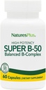 NaturesPlus Super B50-60 Vejetaryen Capsules - Yüksek Potency B Kompleksi - Beyin & Enerji ATM - Gluten-Free - 60 Hizmetler