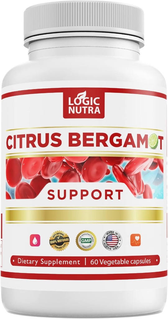 Yüksek Cholesterol için Citrus Bergamot Supplement - 1000 mg Citrus Bergamot Extract 10:1 (2 Caps) - Organik, Non-GMO, Patentli Klinik Sınıf Bergamot - 60 Capsules