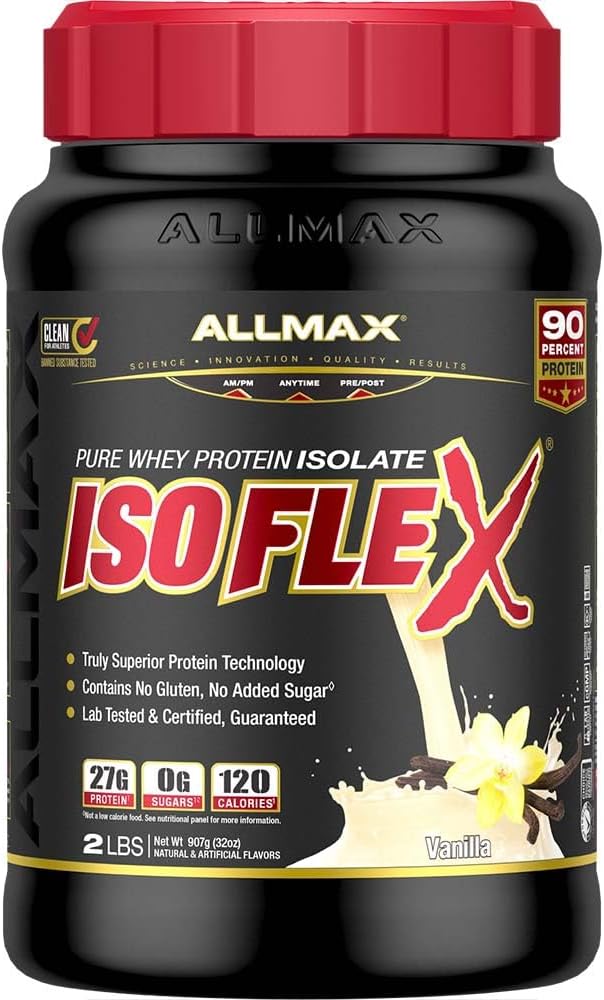 ALLMAX Beslenme - ISOFLEX Whey Protein Toz, Whey proteini, 27g proteini, Vanilla, 2 Pound