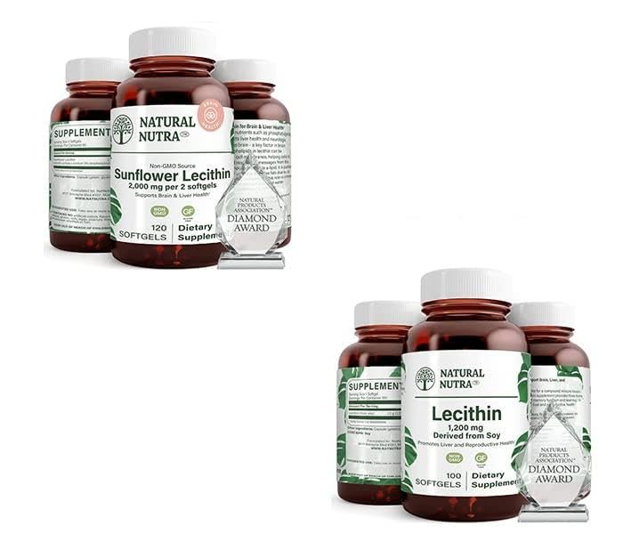 Doğal Nutra Sunflower Lecithin Supplement 2000 mg 120 Softgels Soy Lecithin Diyetary Supplement 1200 mg 100 Softgels