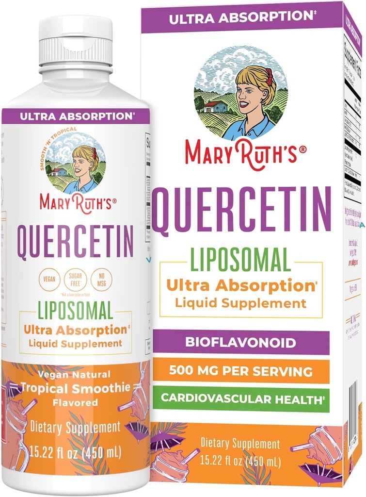 MaryRuth Organics Quercetin | Sugar Free | Sıvı Quercetin 500 mg Immune Support for Yetişkinler | Inflammation Supplement | Immune Defense | Hücre Sağlığı | Vegan | Gluten Ücretsiz | 15.22 Fl Oz