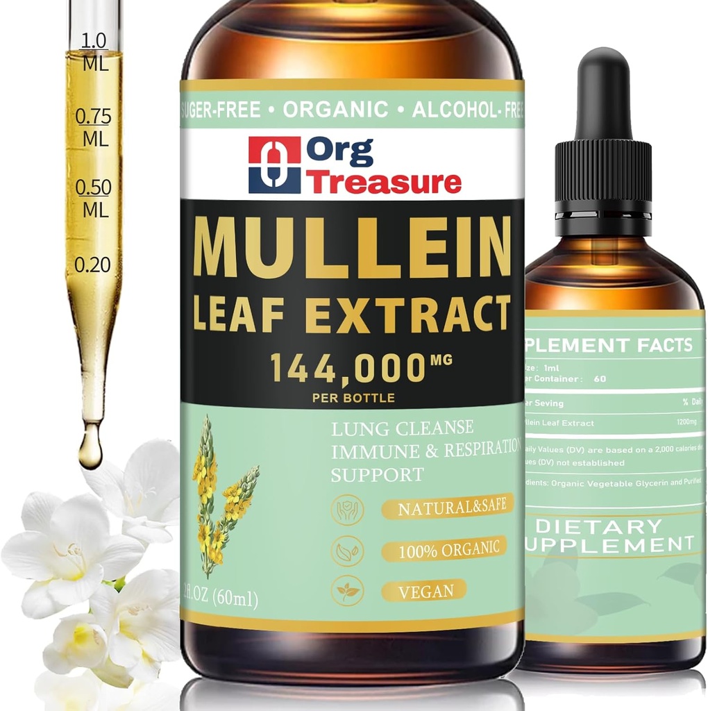 Lungs için Mullein Drops - Organik Mullein Leaf Extract - Lung Cleanse & Detox, Respiratory ve Immune Support, Natural Herbal Supplement, As Liquid, Tincture, Tea, 2 FL OZ