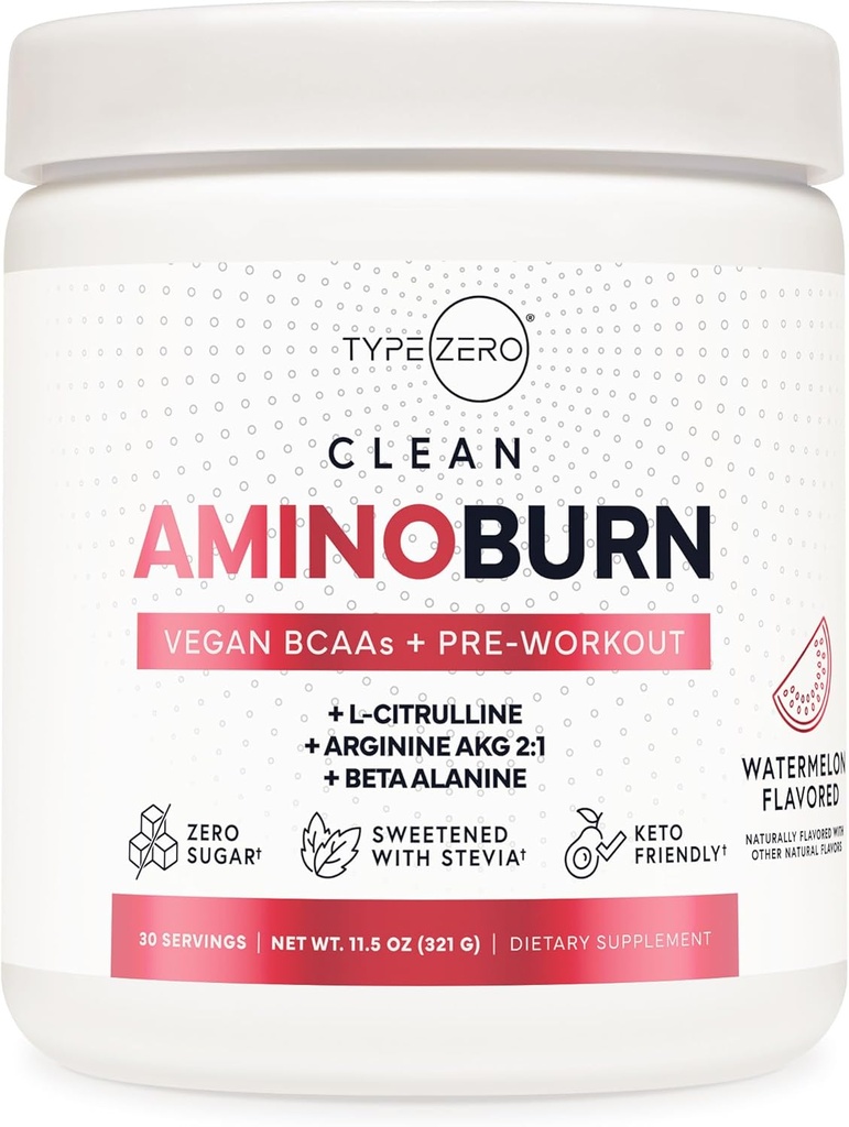 Tip Zero AminoBurn (Watermelon Flavored) - Vegan Amino Asitler BCAA İçgörü Şeker Ücretsiz Enerji İçilir Toz ve Amino Asitler Tamam - Doğal Enerji İçilir
