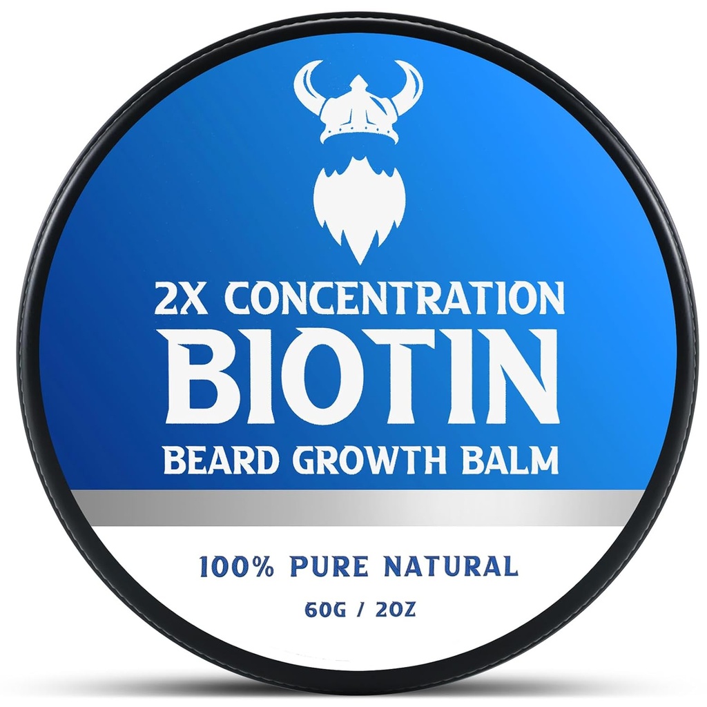 Erkekler ve Şartlı Ayılar için Biotin Beard Balm - Castor Oil Natural and Organic Materialss - Hydrates & Tiens Face Hair Growth- 2 Ounce Tin