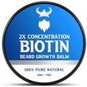 Biotin Beard Balm για τους άνδρες & conditioning Beard Wax - Made with Castor Oil Natural and Organic Ingred - Hydrates & Thickens Facial Hair Growth - 2 ουγγιά Tin