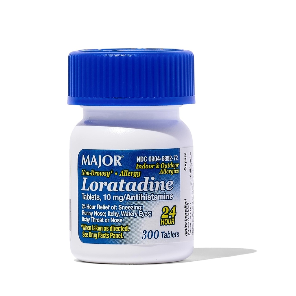 Binbaşı Alerji Loratadine 10 mg Tablet - Yetişkinler ve Çocuklar için Anti-Drowsy Antivirüs ilacı 6+ - 24 Saat Antihistamin - 300 Tablet - Antihistamin - 300 Tabletler