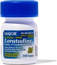 Major Allergy Loratadine 10 mg Δισκία - Μη- Νυσταλγική Αλλεργία Ιατρική για Ενήλικες και Παιδιά Ηλικίες 6+ - Προωθεί 24ωρη Αλλεργία Ανακούφιση - Καθημερινή Αλλεργία Δισκία - Αντιισταμινικό - 300 Tabletισκία