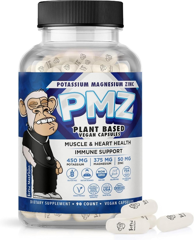 Potasyum çinko Magnezyum - Swallow'a Kolay - Magnezyum P Properties Aspartate Support Vascular, Heart, Muscle & Nerve Health, 90 Vegan Capsules - Tri-Mineral Fusion Formula - Bored Beslenme - Magnezyum Pids