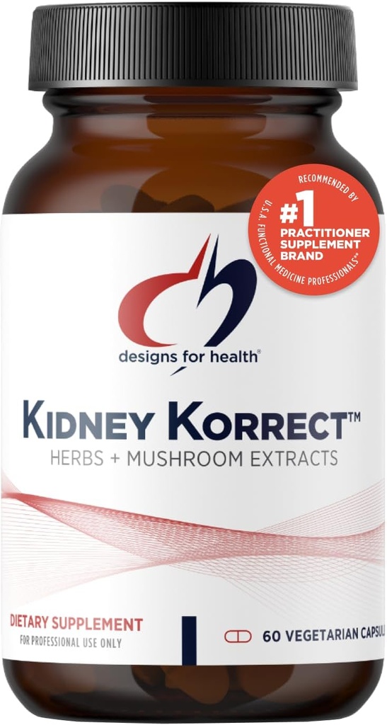 Sağlık Kidney Korrect için tasarımlar - Herbs + Mushrooms for Kidney Support - Vegan, Non-GMO Supplement (60 Capsules)