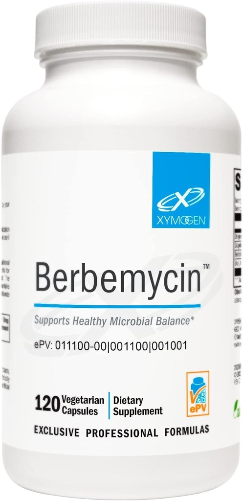 XYMOGEN Berbemycin - Berberine Supplement with Oregon Grape Root, Grapefruit Seed + Uva Ursi Extracts - Supports Microbial Balance in The GI Tract, Gut Health (120 Capsules)