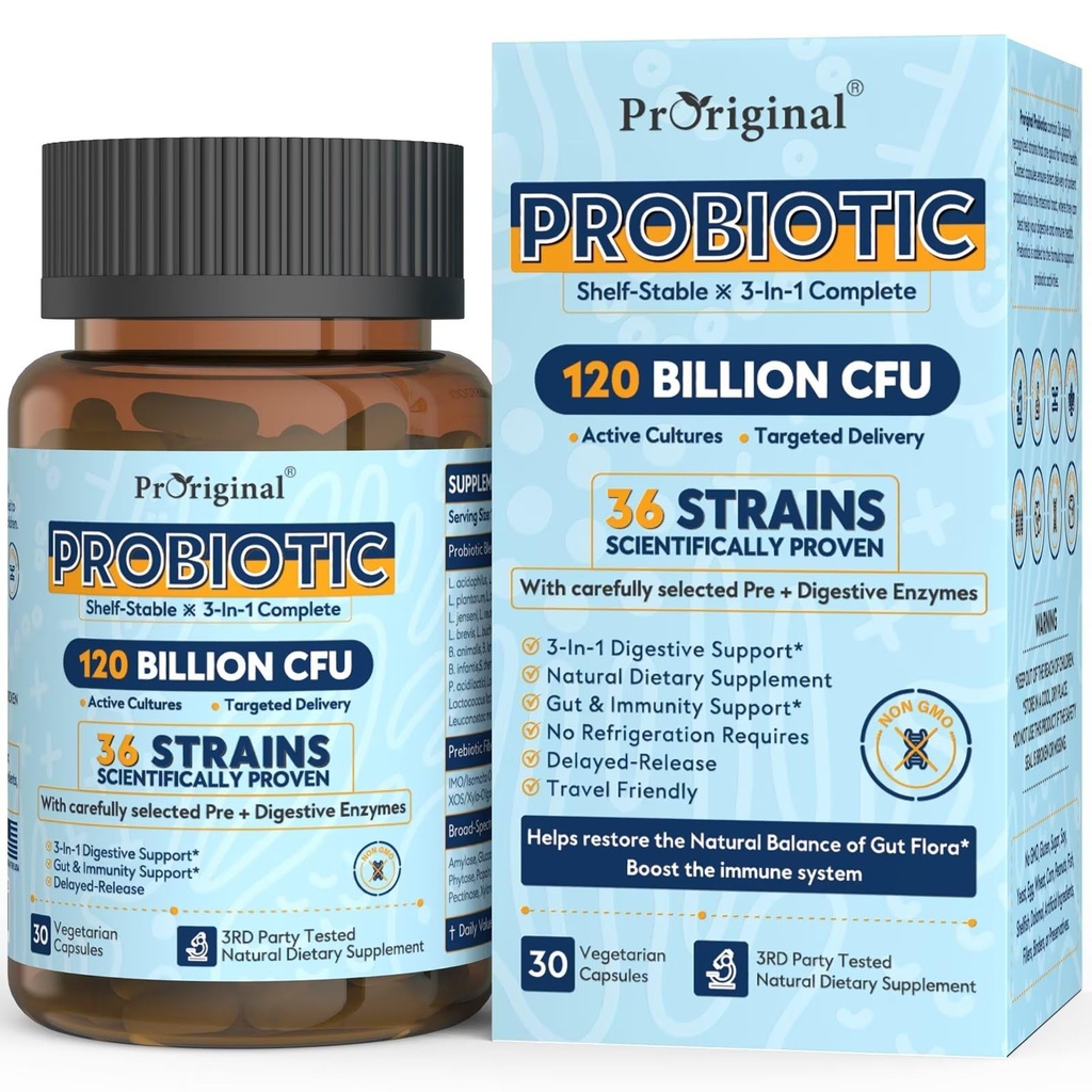 Women & Men 120 Milyar CFU için Digestive Health ve Gut Health için 36 Probiyotik Strains ile Probiyotikler, Gecikme Kapsülleri, Stomach Asit Dayanıklılığı, Soğutma 30 Capsules