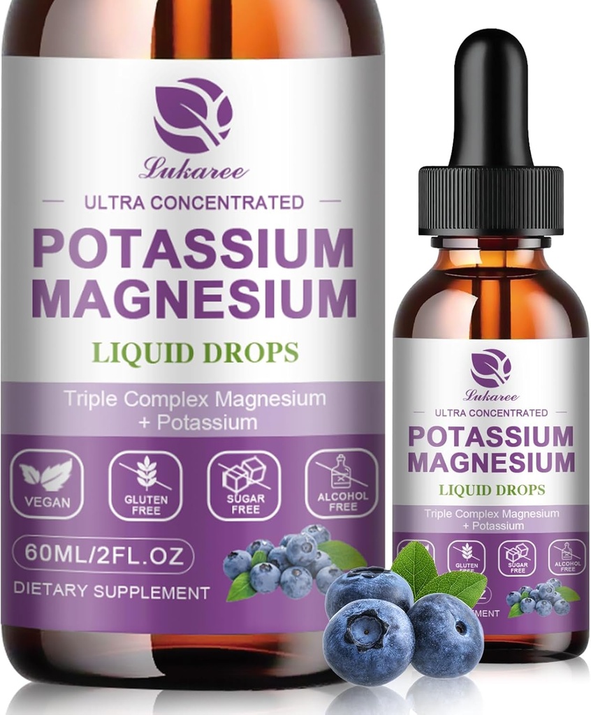 Potasyum Ek Magnezyum Supplement Sıvı w/Triple Kompleksi Glycinate & Pyum Plus Omega 3, Sea Moss, Black Seed, D3K2 & Steel for Zzz, Leg Cramps & Muscle-2 FL OZ Drop