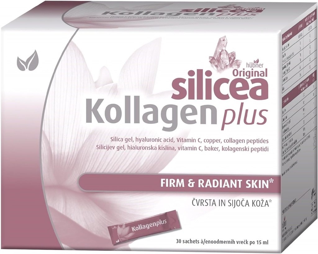 Hubner Original Silicea Kollagen Plus, Collagen Peptide Sacary Supplement, 15 ml Single Dose Packets, 30-Pack