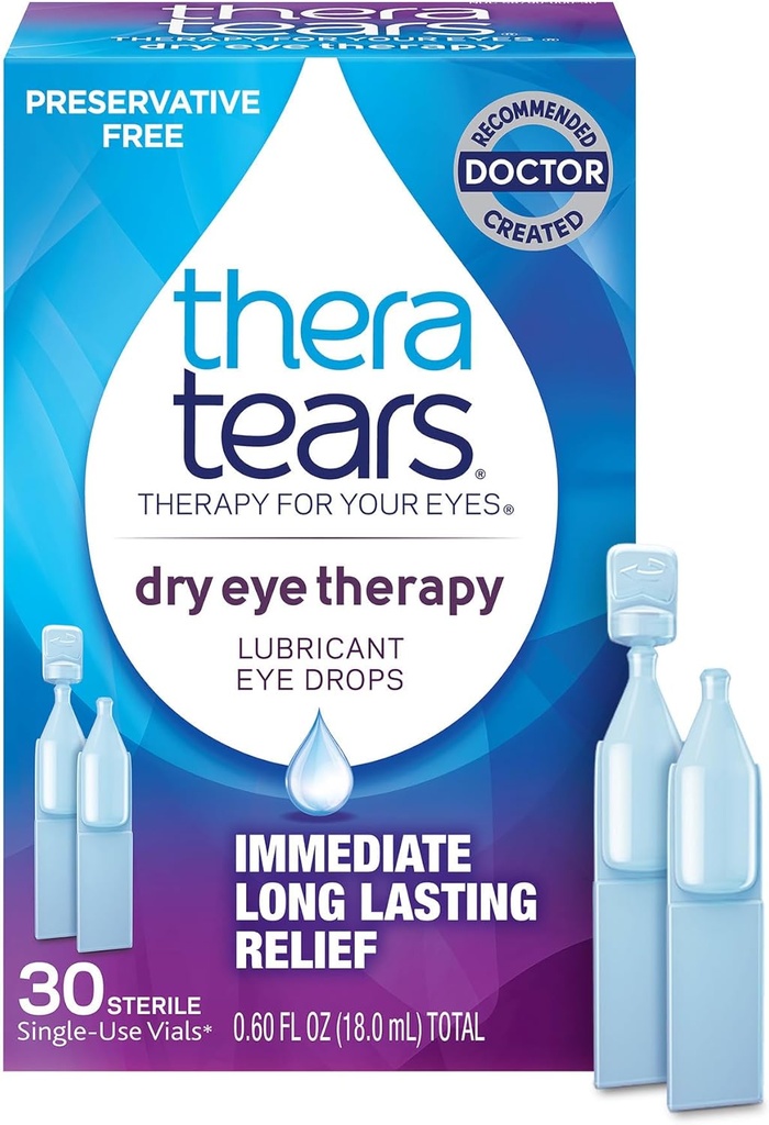 TheraTears Kuru Göz Terapisi Kuru Göz Ölçeği Kuru Gözler, Preservatif Ücretsiz göz damlaları, 30 Single-Use Vials
