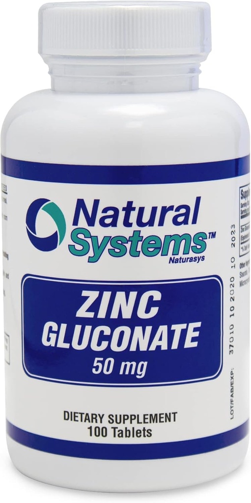 Doğal Sistemler çinko Gluconate 50 mg - Immune Sisteminizi Destekler - Kemik ve Kas Güçlü Yardım - Diyetiniz için Elemental Mineraller - Büyük Beslenme Tamamlayıcısı