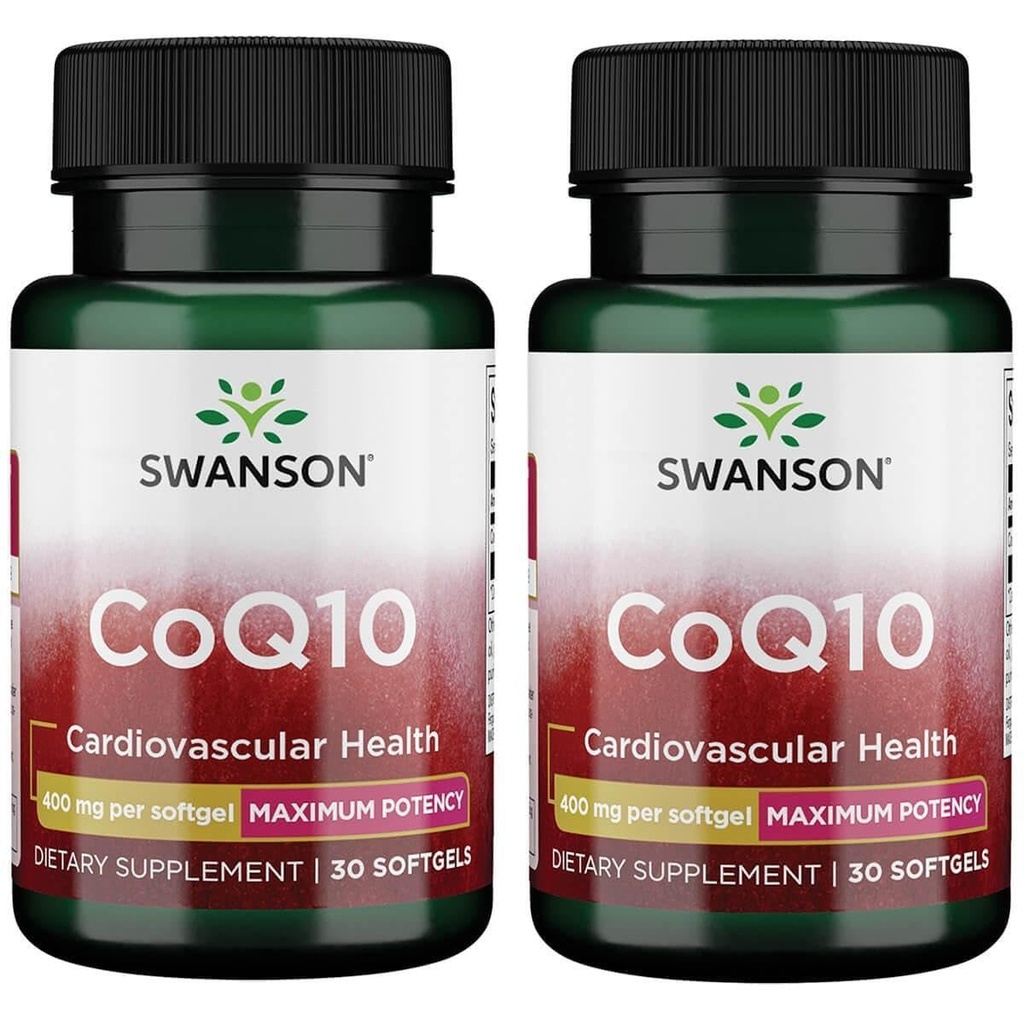 Swanson CoQ10 - Βοηθά στην προώθηση της υγείας της καρδιάς, την υποστήριξη της ενέργειας, & Βοηθήματα Γενική Καρδιαγγειακό Σύστημα Υγεία - Βοηθά στη διατήρηση του συνένζυμου Q10 συμπλήρωμα - (30 Softgels, 400mg έκαστο) (2 Pack)