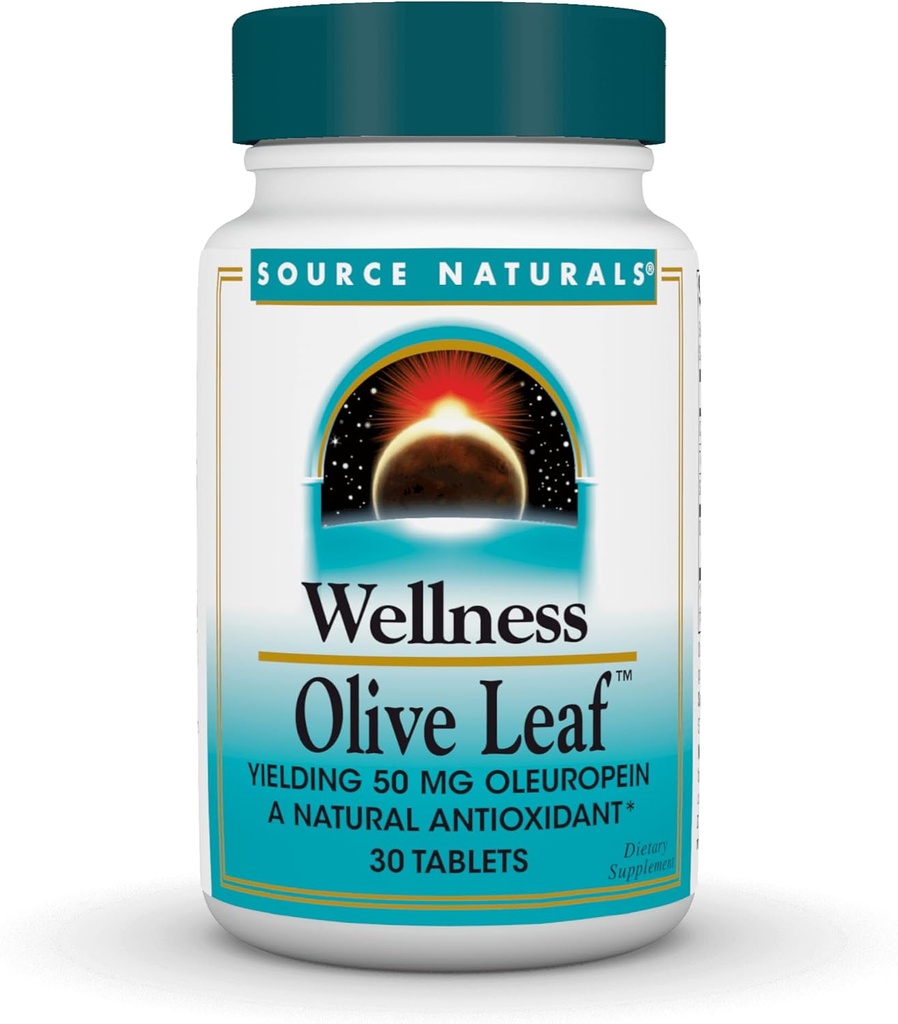 Source Naturals Wellness Olive Leaf - 100 mg Ol Europein Doğal Bir Antioksi * - 30 Tablet