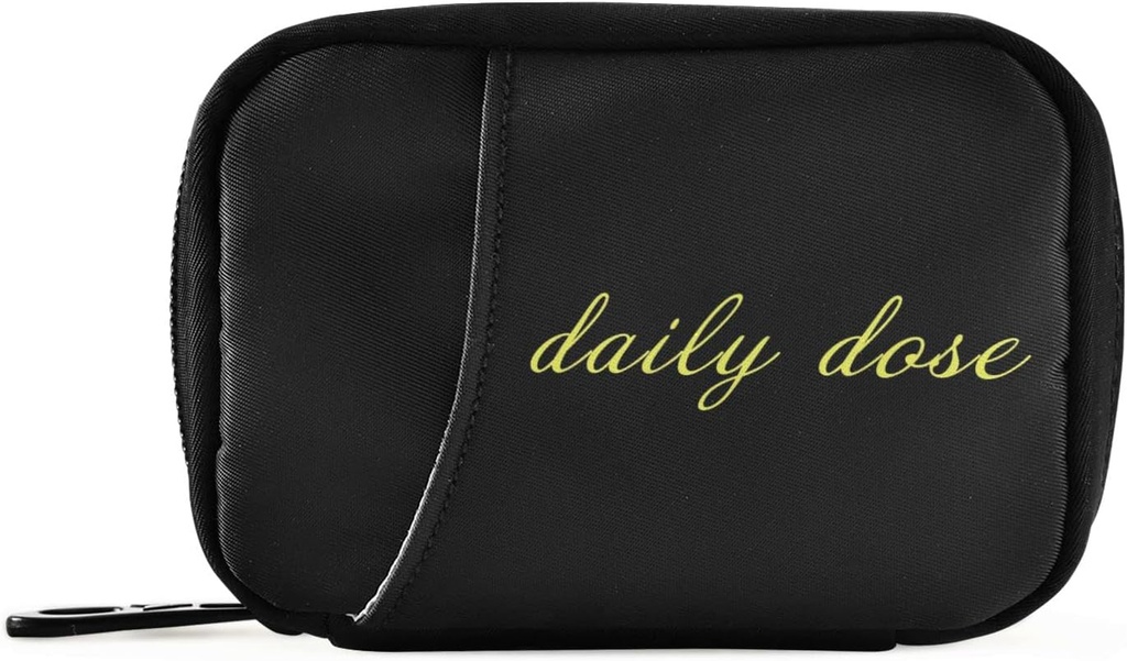 Naanle Dose Pill Box 7 Day Case Bag Organizer με Zipper Φορητό Εβδομαδιαίο Συμπαγές Μέγεθος για τον κάτοχο συμπλήρωμα βιταμίνης Daily Black 4,6 x 3,14 x 1,88 Inch 0,12 κιλά